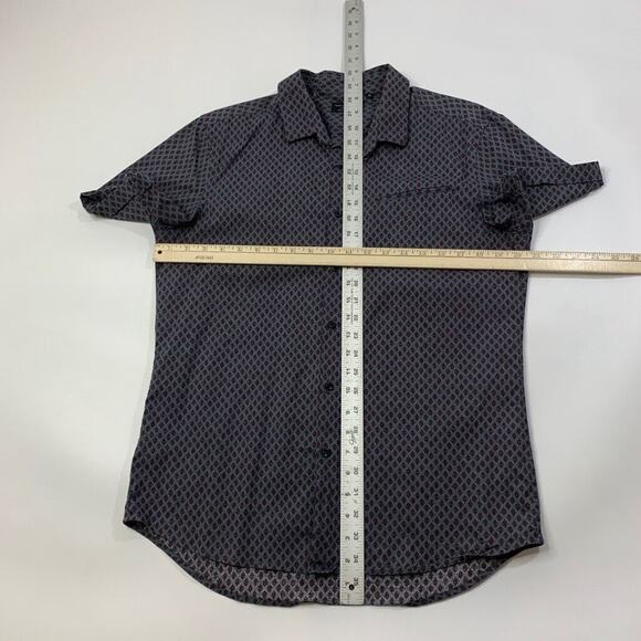 7Diamonds Shirt Mens Medium Gray Burgundy Stretch Cotton Blend Printed Button Up - Picture 5 of 10